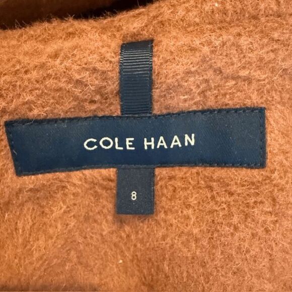 Cole Haan Wool Alpaca Blend Plush Coat Asymmetrical Button Pink Peony Size 8 - Picture 6 of 13
